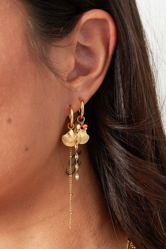 Earrings shell with chain - gold Picture3